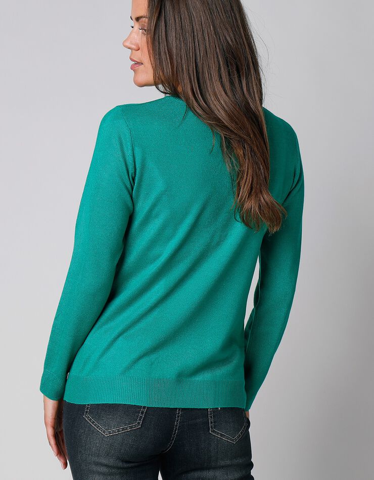 Pull col V toucher cachemire (vert pomme)