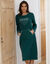 Chemise de nuit polaire imprimé coeur manches longues (vert sapin)