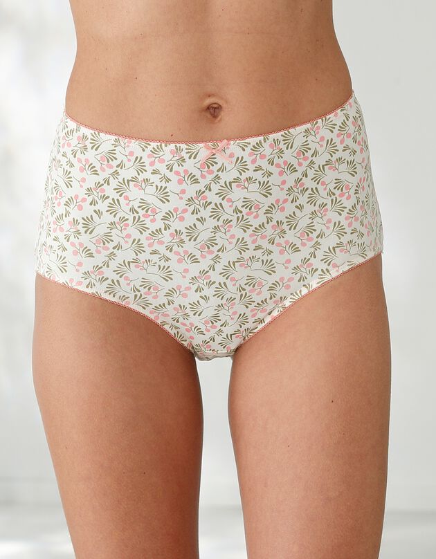 Culotte maxi coton  gamme "fleurs" - lot de 4 (kaki / rose)