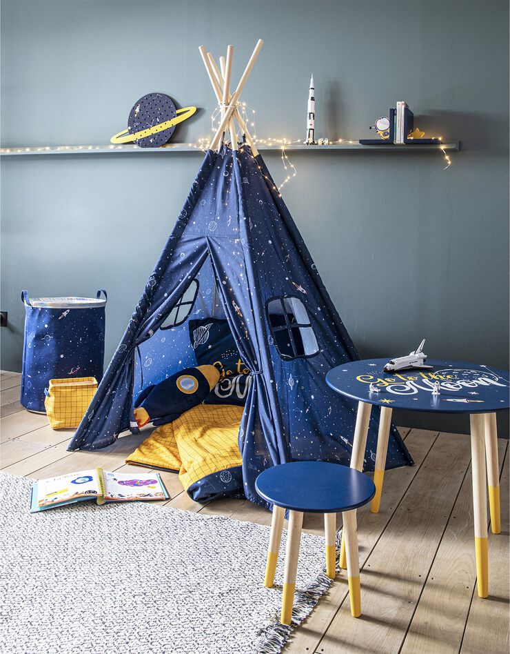 Tipi enfant imprimé étoiles fusées (bleu) Tipi enfant imprimé étoiles fusées (bleu)