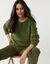Pull col rond, maille fantaisie en laine m&eacute;lang&eacute;e (vert mousse)