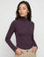 Sous-pull uni col roul&eacute; stretch (prune)
