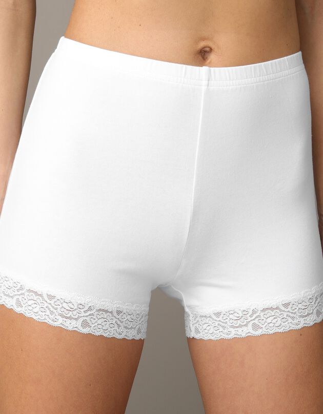 Boxer coton dentelle - lot de 2 (blanc)