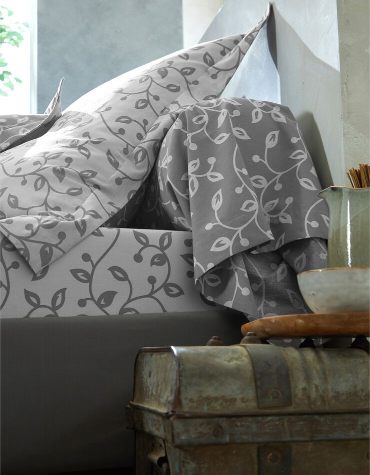 Linge de lit Héritage en coton à motifs volutes (gris / blanc)