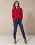 Pull col rond maille fantaisie (rouge)