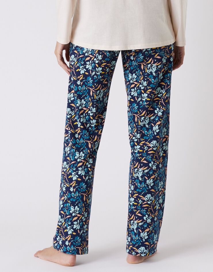 Pantalon pyjama coton imprimé floral (marine)