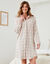Chemise de nuit en flanelle forme liquette tiss&eacute; teint carreaux (&eacute;cru / rose)