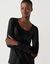 T-shirt col rond uni, maille douce (noir)