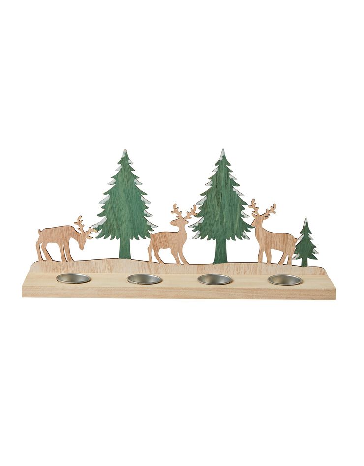 Photophore en bois rennes et sapins (bois)