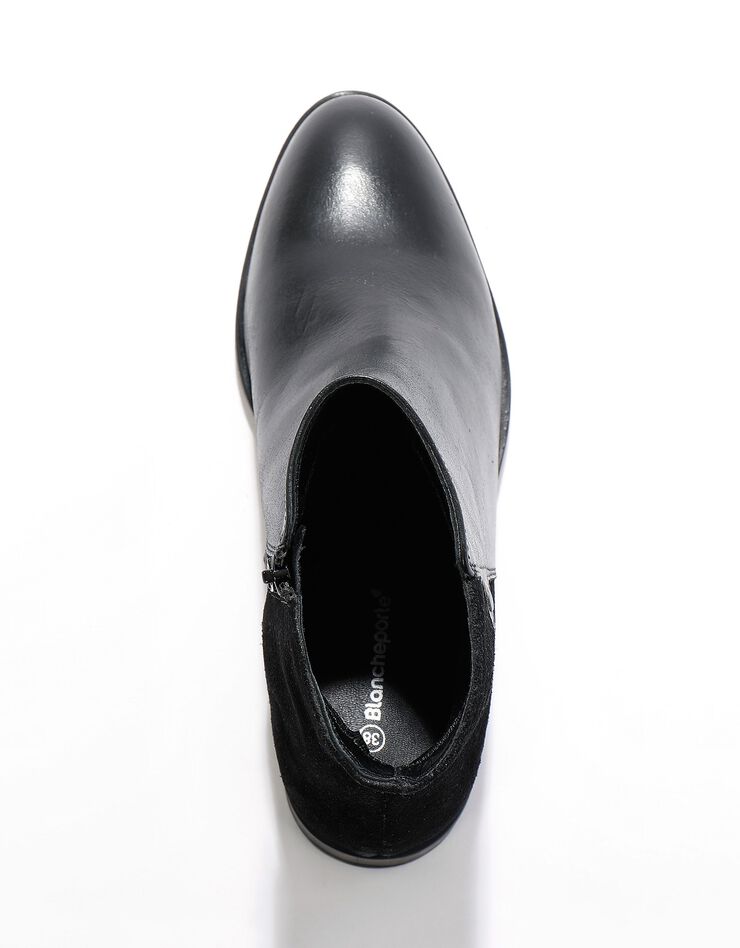 Boots cuir bi-matière détail rivet (noir)