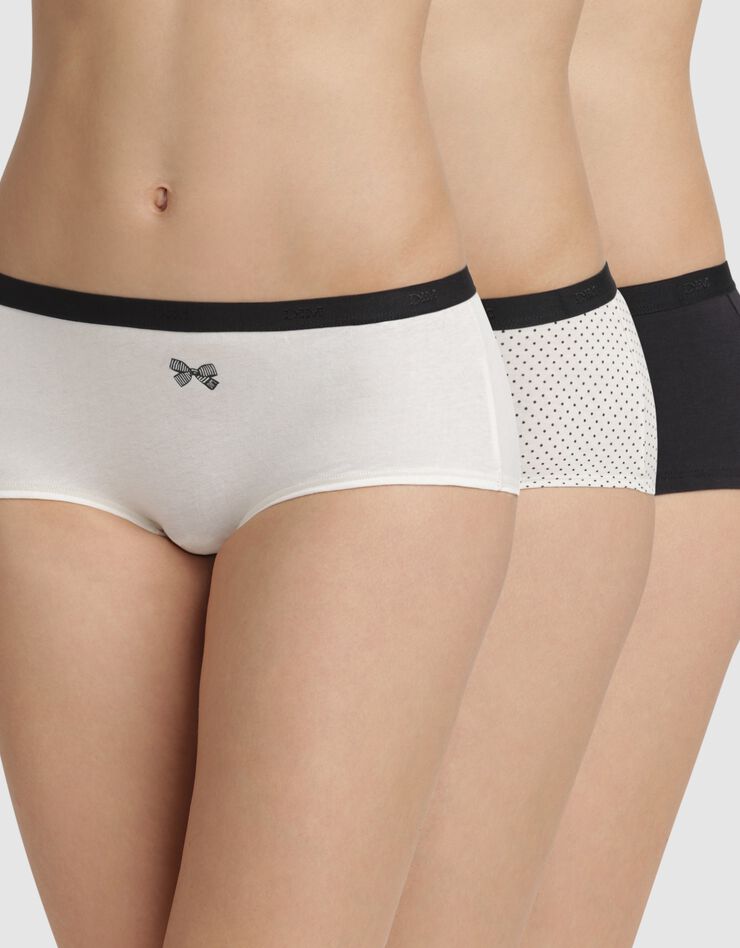 Boxer "Les Pockets" coton stretch imprimés et uni - Lot de 3 (noir) Boxer "Les Pockets" coton stretch imprimés et uni - Lot de 3 (noir)