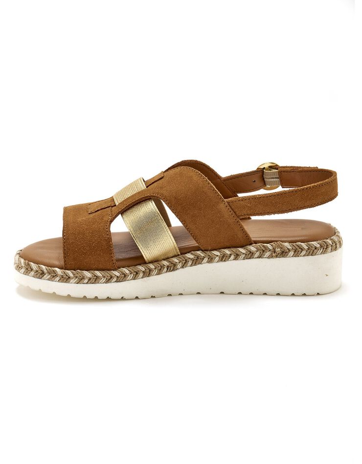 Sandales ouvertes compensées style sabot (marron) Sandales ouvertes compensées style sabot (marron)