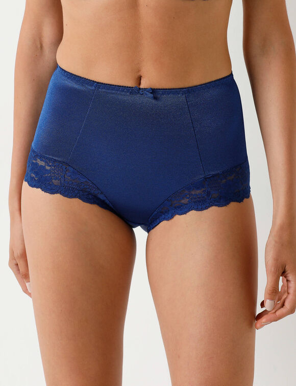 Gainette maille satin&eacute;e et dentelle Avila - lot de 2 (marine + rouge)