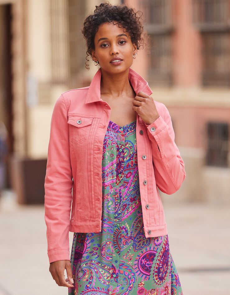 Veste boutonnée plis fantaisie (corail)
