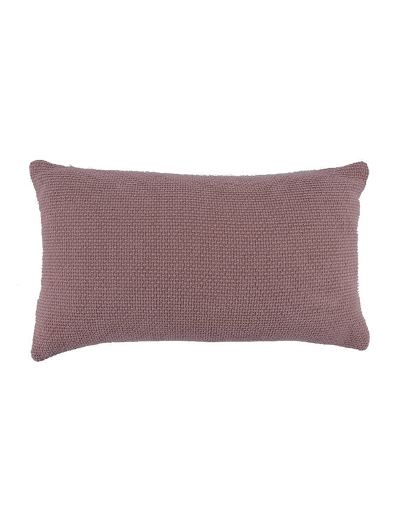 Coussin rectangulaire uni, velours chenille (vieux rose)