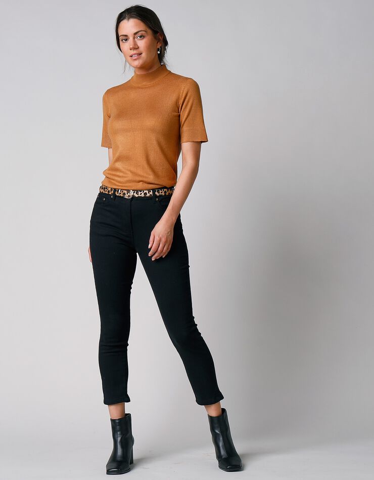 Pull col montant manches courtes toucher cachemire (noisette) Pull col montant manches courtes toucher cachemire (noisette)