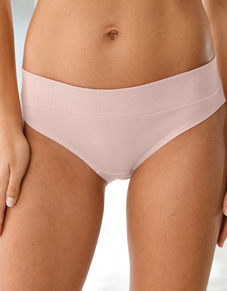 Culotte midi coton stretch ceinture confort - lot de 2 (kaki + peau) Culotte midi coton stretch ceinture confort - lot de 2 (kaki + peau)