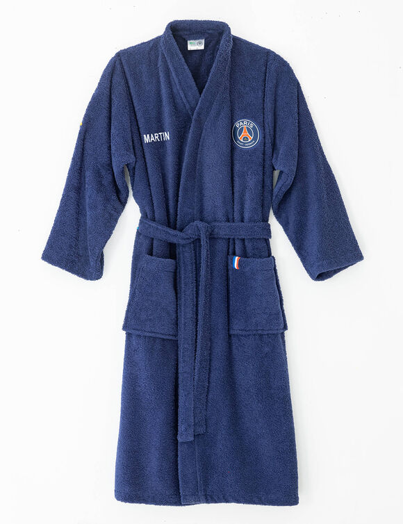 Peignoir de bain adulte col kimono PSG® personnalisable éponge (bleu)
