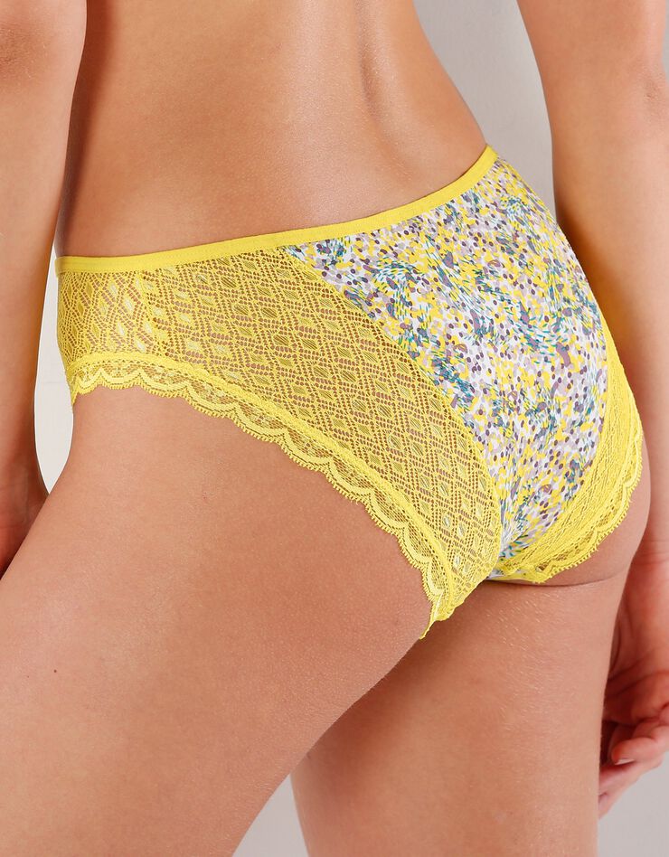 Culotte midi coton dentelle imprimée multicolore Coria - lot de 2 (jaune)