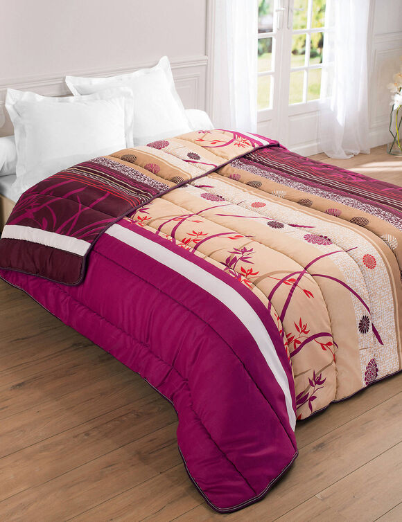 Couette microfibre imprimée Floral 400 g/m² (fuchsia)