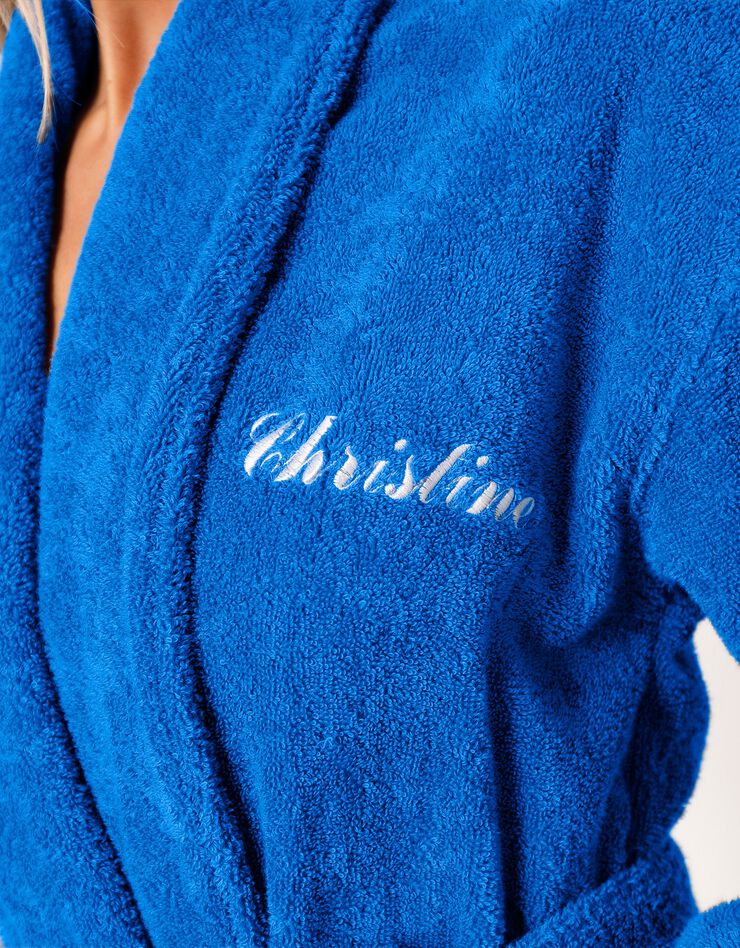 Peignoir mixte adulte éponge bouclette col châle personnalisable (bleu dur) Peignoir mixte adulte éponge bouclette col châle personnalisable (bleu dur)