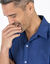 Chemise coton lin manches courtes boutonnée (bleu denim)
