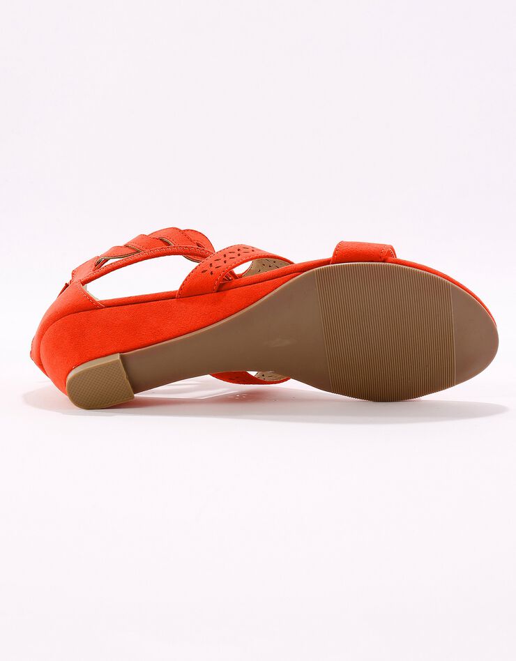 Sandales compensées tressées et perforées (rouge) Sandales compensées tressées et perforées (rouge)