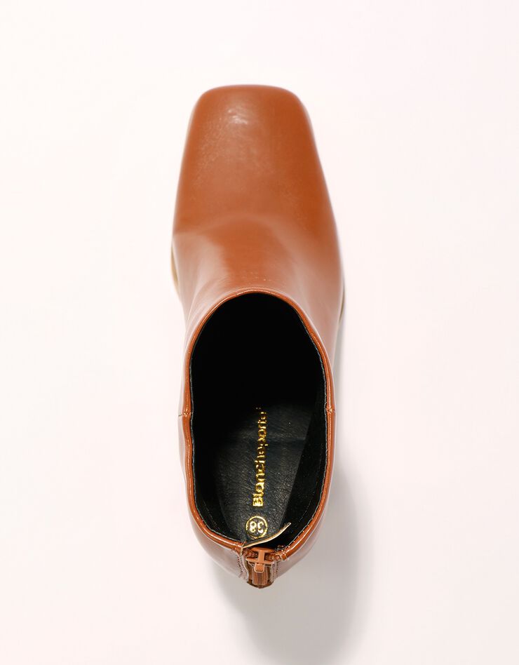 Boots à talon à bout carré (caramel) Boots à talon à bout carré (caramel)