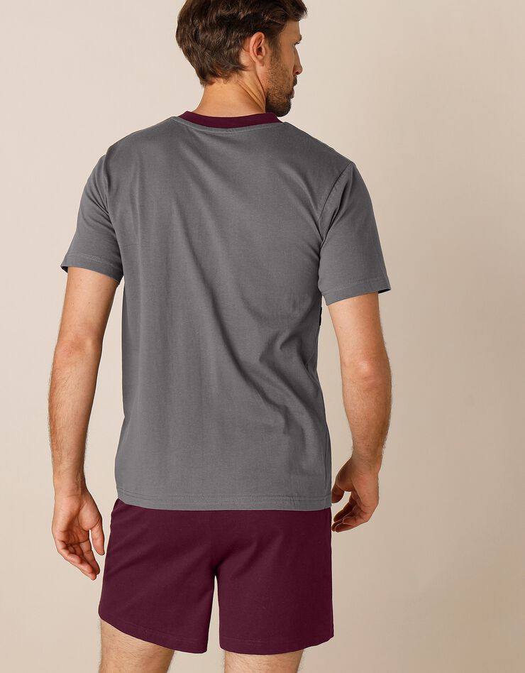 Pyjama short tricolore - lot de 2 (bordeaux / gris) Pyjama short tricolore - lot de 2 (bordeaux / gris)