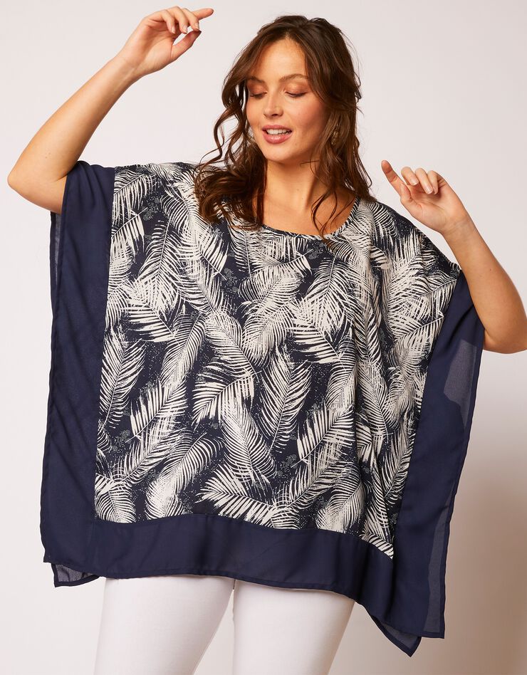 Blouse poncho imprimée (marine) Blouse poncho imprimée (marine)