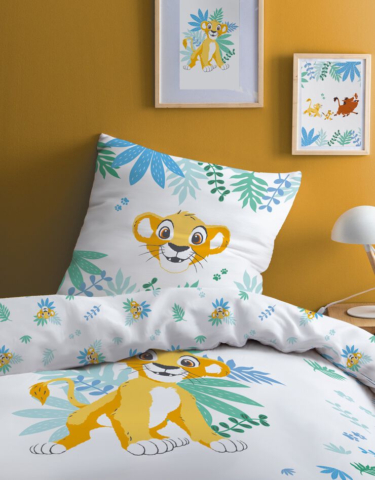 Parure de lit enfant Simba Le Roi Lion® - coton (blanc / bleu)