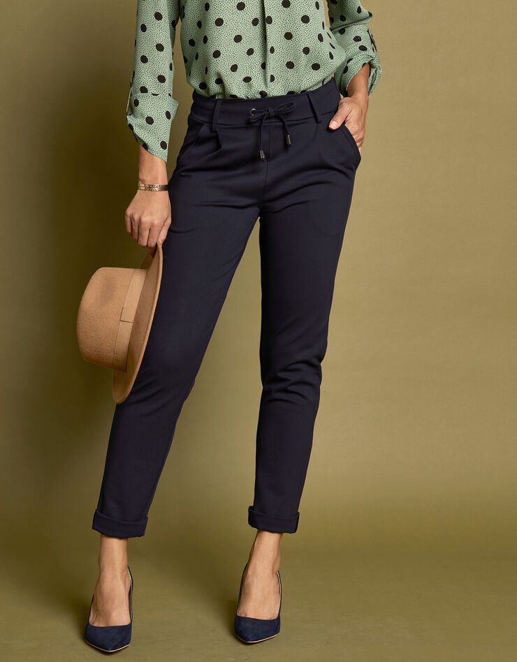 Pantalon chino uni, maille milano (marine) Pantalon chino uni, maille milano (marine)