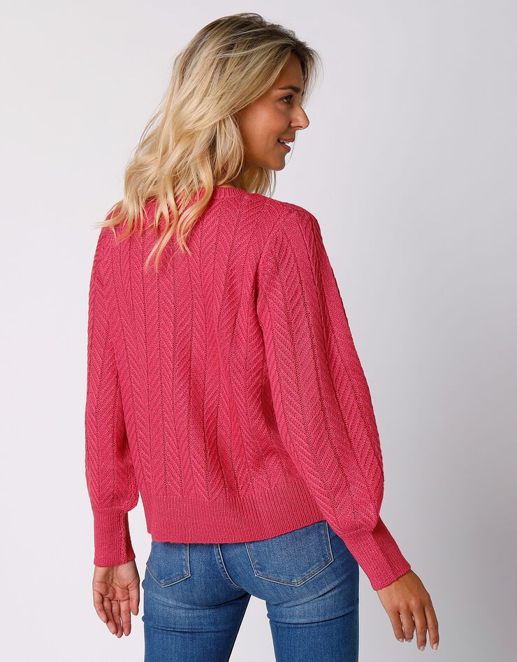 Cardigan boutonné maille fantaisie manches bouffantes (corail) Cardigan boutonné maille fantaisie manches bouffantes (corail)