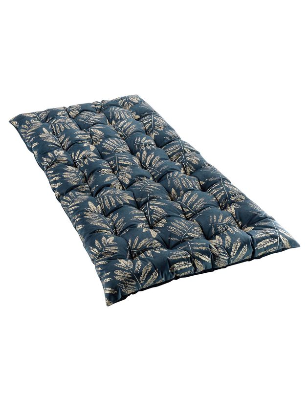 Long coussin de sol velours imprimé métallisé (bleu / doré)