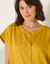 Robe courte boutonnée unie, fluide (curry)