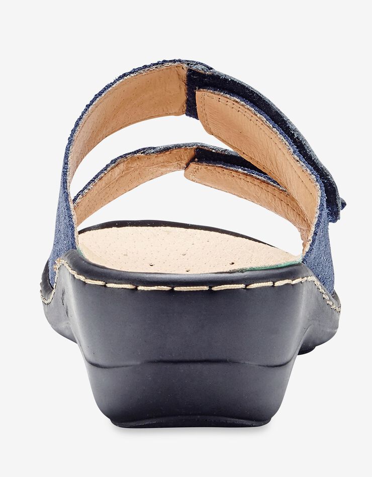 Mules compensées en cuir - largeur confort (marine) Mules compensées en cuir - largeur confort (marine)