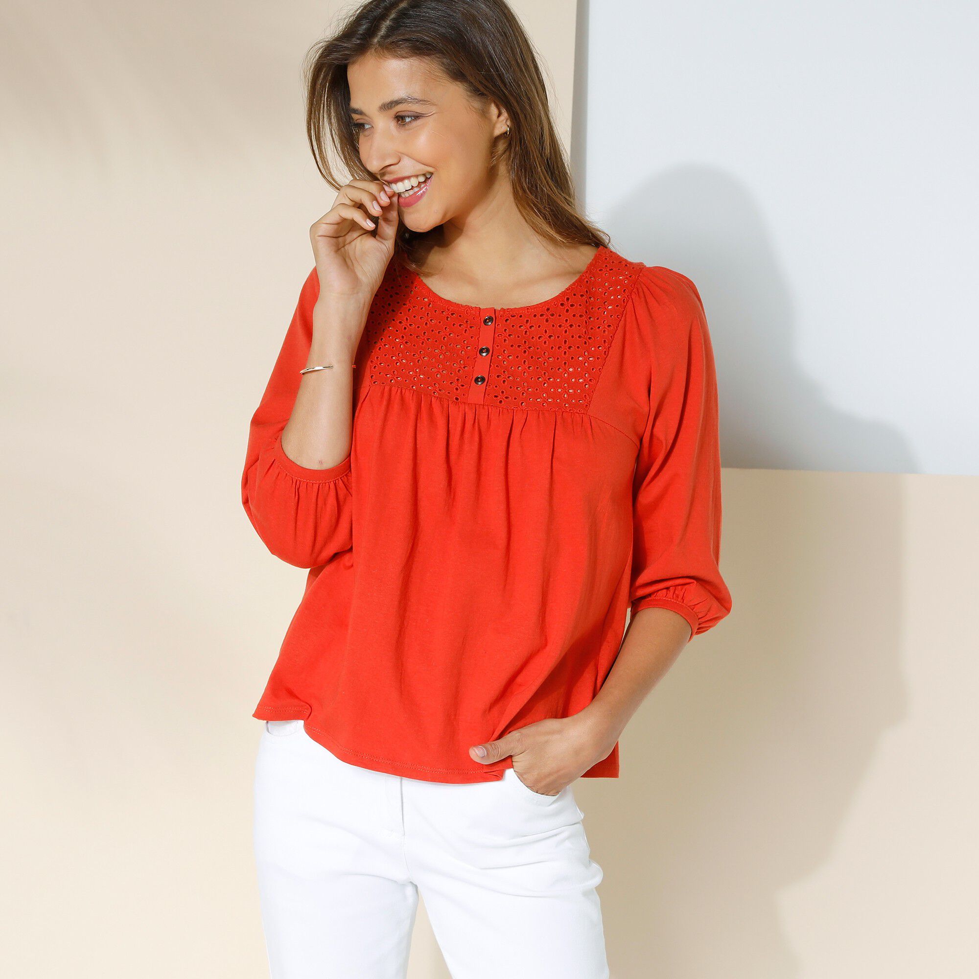 T-shirt Femme Blancheporte - Manches Longues - T36 - Bleu Clair - 100% Coton - Occasion