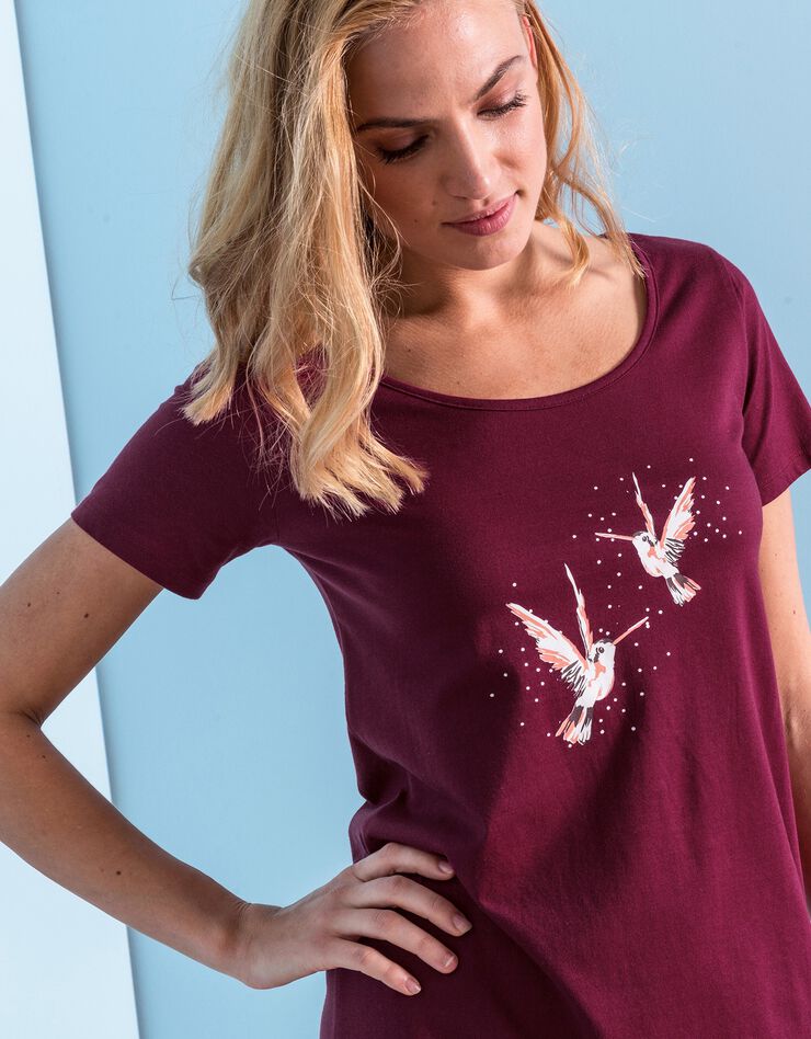 Chemise de nuit courte imprimé « oiseaux » (cerise) Chemise de nuit courte imprimé « oiseaux » (cerise)