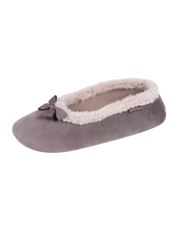 Ballerines chaussons micro-velours (taupe)
