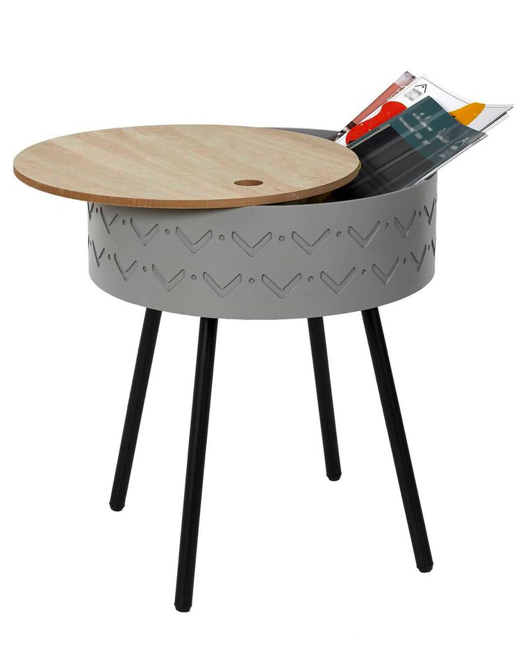 Table d’appoint-coffre déco - pieds métal (gris)