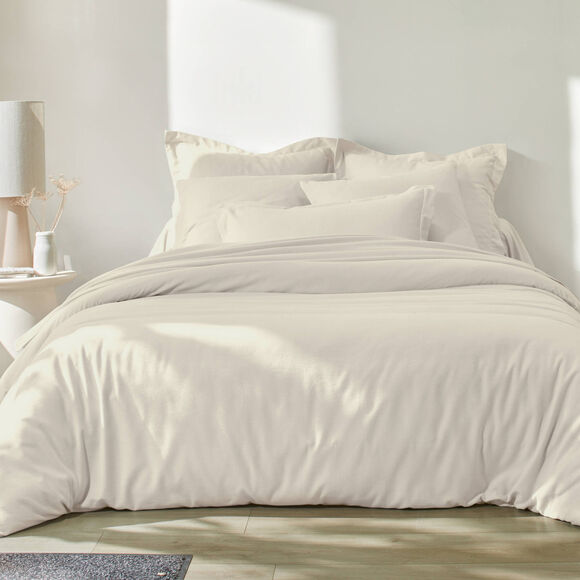 Linge de lit uni flanelle (ivoire)