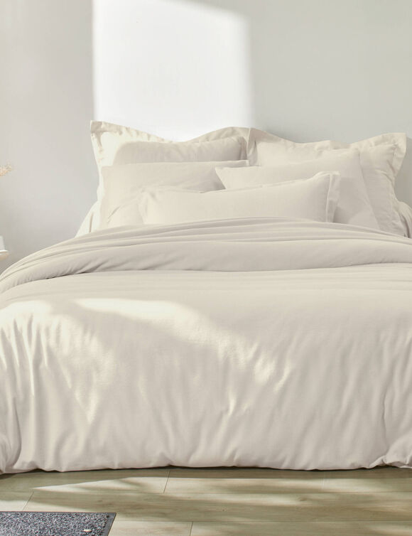 Linge de lit uni flanelle (ivoire)