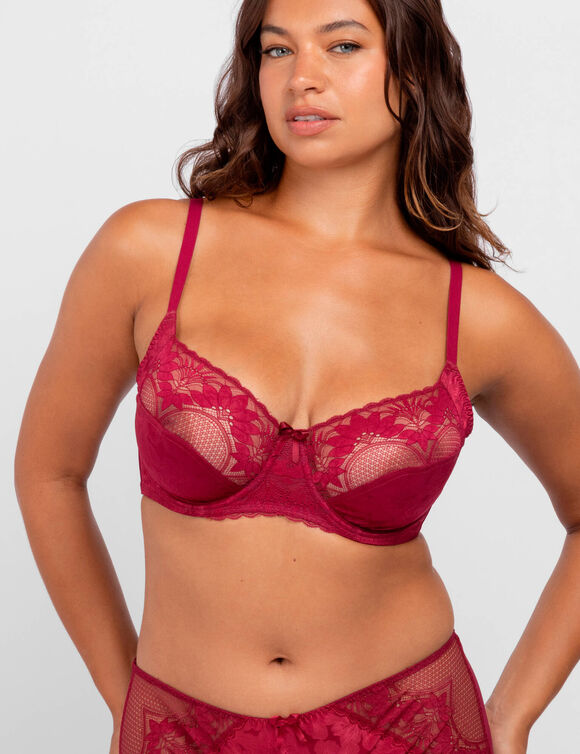 Soutien-gorge satin et dentelle P&eacute;n&eacute;lope - avec armatures  (rouge)