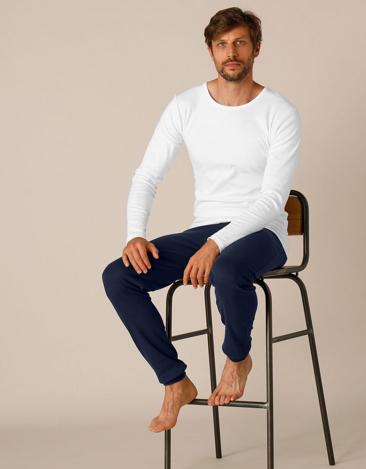 Tee-shirt sous-vêtement homme col rond manches longues dos long coton - lot de 2 (blanc) Tee-shirt sous-vêtement homme col rond manches longues dos long coton - lot de 2 (blanc)