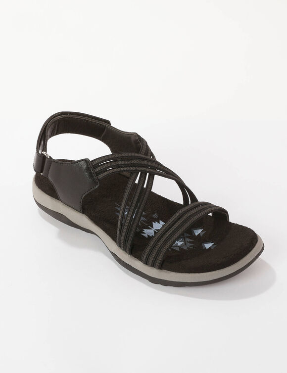 Sandales de marche brides élastiquées et scratchées (noir)