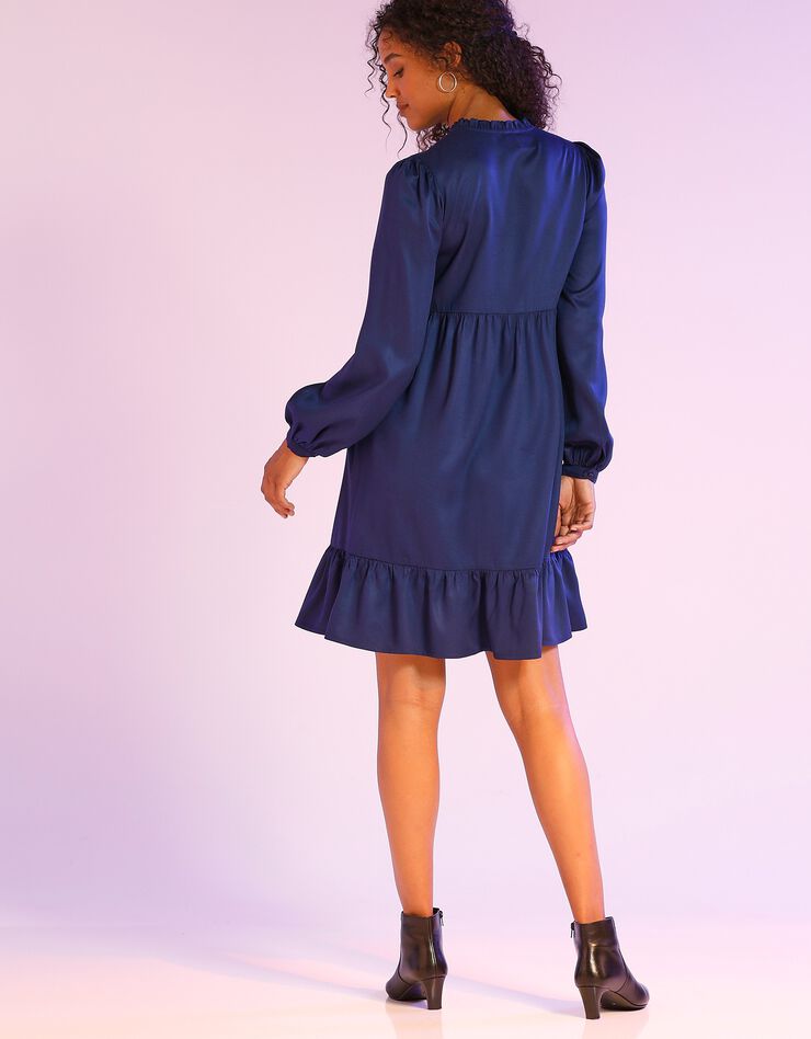 Robe courte smockée (indigo)