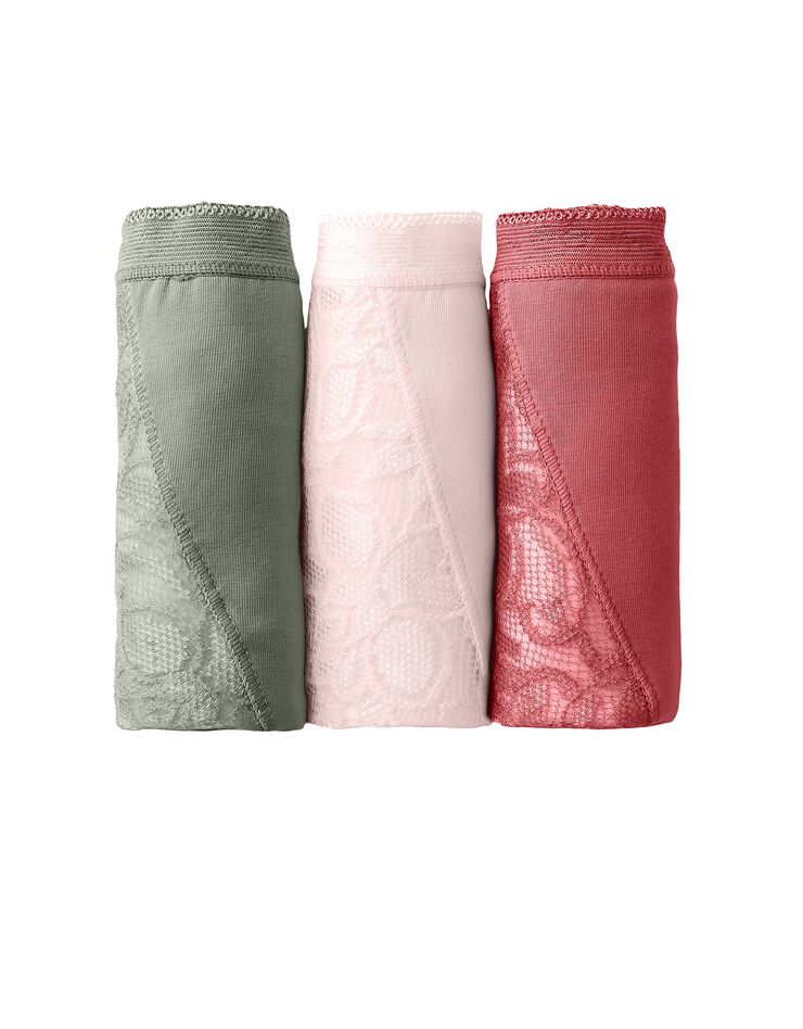 Culotte maxi dentelle - lot de 3 (kaki + rose + terracotta)