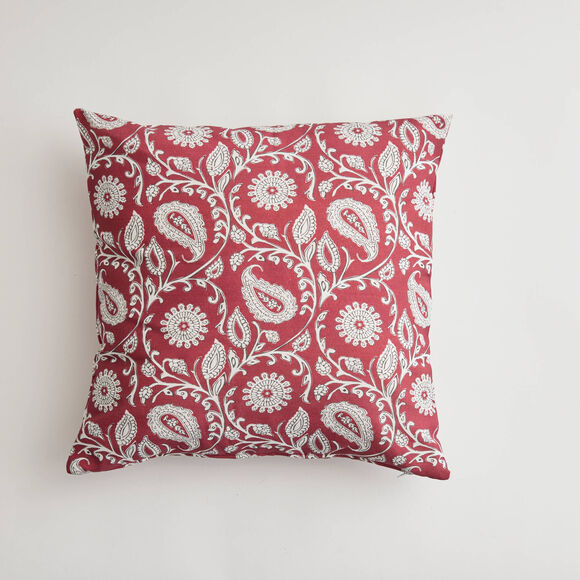 Housse de coussin imprim&eacute; indien - lot de 2 (bordeaux)