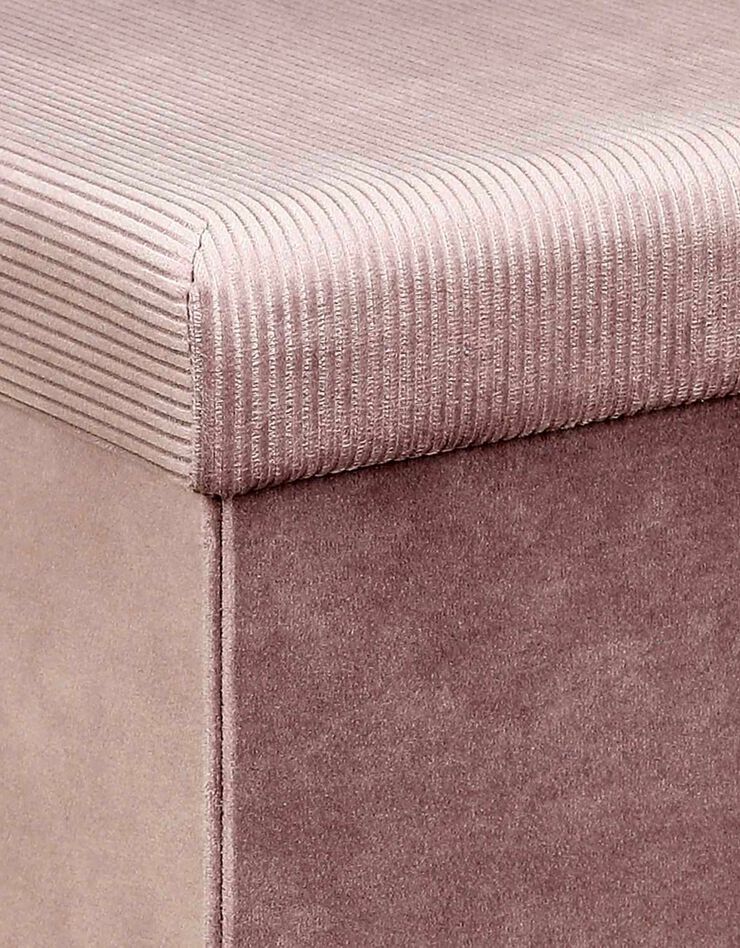 Coffre-pouf pliable - revêtement velours côtelé (rose)