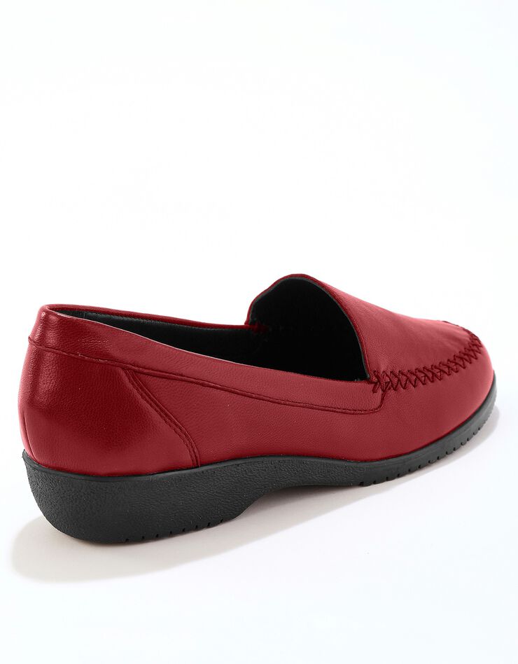 Mocassins largeur confort en cuir souple - uni  (bordeaux)